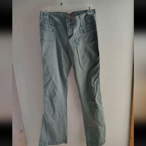Nobo No Boundaries Y2K Juniors 5 Low-Rise Bootcut Khaki Army Green Pants 90s
